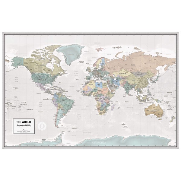 Laminated World Odyssey Map Poster | Executive Style Map |