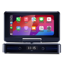 Portable Wireless Apple Carplay and Android Auto for Car, 3W Dual-Chamber Speaker, 1560 * 720 High Resolution Screen Car Stereo with Mirror Link, Reversing Image, Dash Cam, Siri, GPS, BT, AUX