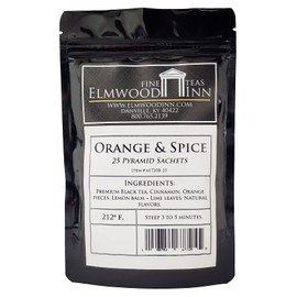 Elmwood Inn Fine Teas, Orange & Spice Black Tea, 25 Pyramid Sachet Tea Bags