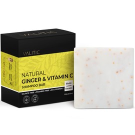 VALITIC Natural Ginger & Vitamin C Shampoo Bar - Anti Dandruff, Strengthens and Promotes Hair Revitalization - SLS & Paraben Free - Vegan Eco Friendly - Natural Biotin & Keratin - for all Hair Types