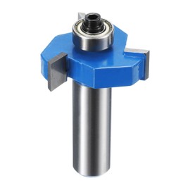 sourcing map T Slot Cutter Rabbet Router Bit 1/2" Shank 1-13/32" (36mm) x 13/32" (10mm) 3 Wing Carbide Slotting Cutter Rabbeting Slab Flattening Router Bits with Bearing for Wood