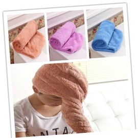 FOMIYES 2pcs Quick Dry Hair Towel Wraps Super Absorbent Microfiber Bath Caps for Long Hair Lightweight and Portable Fast Drying Brown Blue