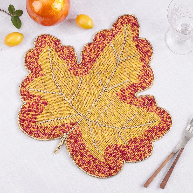 Beaded Leaf Placemats (Set of 4)