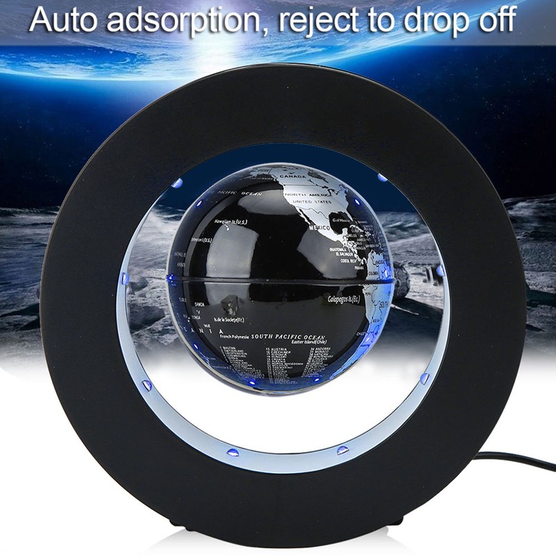 Electronic Magnetic Levitation Floating Globe with LED Light Home Display(Silver