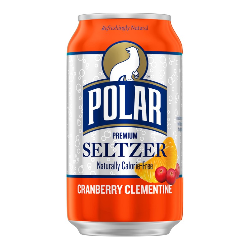 Polar Seltzer Water Cranberry Clementine, 12 fl oz cans, 18