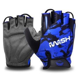 iwish Kids Cycling Gloves Outdoor Riding Bike Roller for Boys Girls Age 4 5 6 7 8 9 10 11 12 (L for age 7-10, Blue)