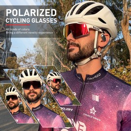 KAPVOE Polarized Sunglasses UV Protection for Men Women Cycling Sunglasses TR90 Frame Bicycle Mountain Bike Glasses Baseball MTB Running Riding Accessories Red White 10