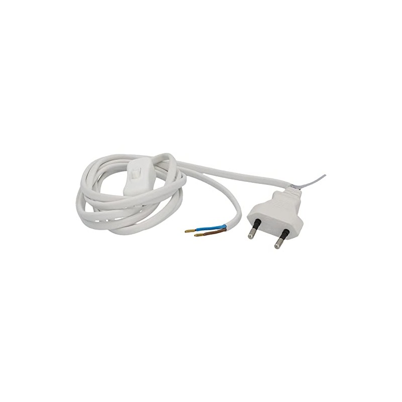Unitec Euro-Zuleitung mit Schnurschalter weiss 2m