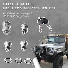 GrteRokky Ignition Key Switch Lock Cylinder with Two Keys Compatible for 1998-2001 Jeep Wrangler TJ & 1998-2000 Dodge Stratus Replaces 703719C 703719 5003843AB 5083915AB 924-703 4746311 DL4815 DL6946