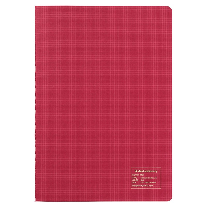kleid Notebook, 2mm Grid Note, A5, 2mm Grid, Red (8901)