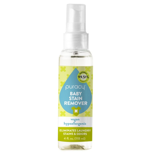 Puracy Natural Baby Laundry Stain Remover, Enzyme Odor Eliminator, Free & Clear (4 Ounce)