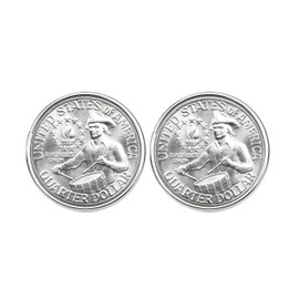 US 1776~1976 George Washington Bicentennial Quarter BU Uncirculated Coin Cufflinks NEW - Drummer Boy