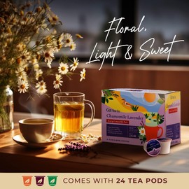 Gya Tea Co Chamomile Lavender Herbal Tea Pod (24 ct) - Soothing & Calming Decaf Tea for Better Rest
