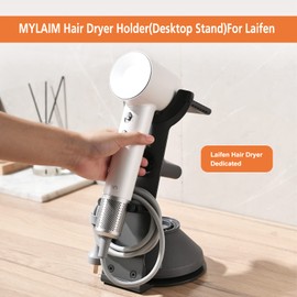 MYLAIM Hair Dryer Holder(Only for LAIFEN Hair Dryer),Metal Bracket Desktop Stand Holder with Magnetic Nozzle Storage,Hair Tool Organizer,Accessories