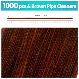 Iooleem 1000pcs Dark Brown Pipe Cleaners, Chenille Stems, Pipe Cleaners for Crafts, Pipe Cleaner Crafts, Art and Craft Supplies.