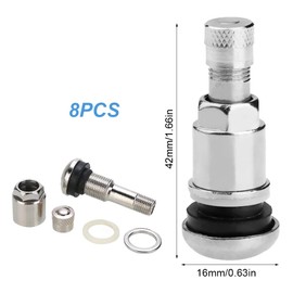 8 Stück 11.3mm Metallventile Felgen, 42 x 16mm Universal Ventil, Neu Silber Felgen Ventile Aus Edelstahl, Leicht Metallventil, Felgenventil Metall Stahlventile, für Autos, Motorrad, Lastkraftwagen