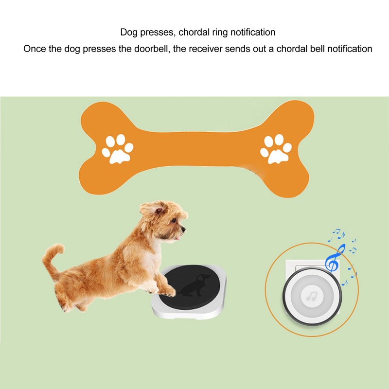 Wireless Pet Doorbell with Transmitter Receiver 4 Flashing Modes Touch