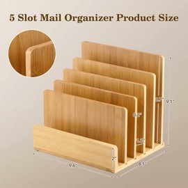 Klabelle Bamboo Mail Organizer Countertop Letter Holder for Desk