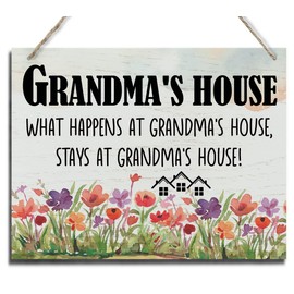 Rustic Sign, Mother's Day Gift, Grandma's Gift, Mom's Gift, Hanging Printed Wood Wall Art Sign Decor, Grandma's House What Happens At Grandma's House, Stays At Grandma's House, Sign Gift for Grandma