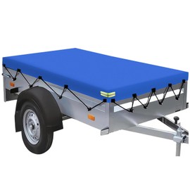 209x115x10cm Trailer Cover, Waterproof 420D Oxford PVC & Reinforced Eyelets & Reflective Strips Windproof UV Protection Trailer Covers for Heavy Duty Trailers (Blue, 209x115x10cm)