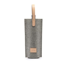 Graf Lantz Wine Bottle Cozy Carrier - 100% Merino Wool and Leather Handle - Fits One Standard Wine Bottle (Granite)