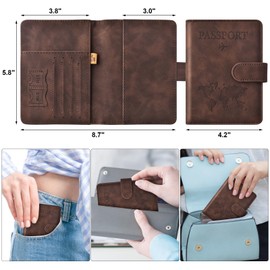 Eoehro Passport Holder for Travel Essentials, Passport Wallet Cover Case for Travel Must Haves Accessories,Passport Book Holders for Women and Men(coffee)