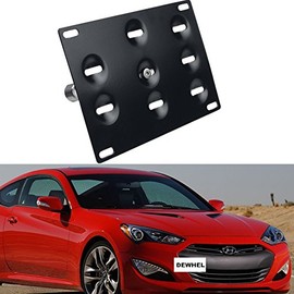Dewhel JDM Front Bumper Tow Hook License Plate Mount Bracket Holder Tow Hole Adapter Bolt On Compatible with 10 -16 Hyundai Genesis Coupe
