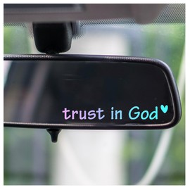 Rearview -Mirror -Decal Water Bottle -Stickers Affirmation Reminder Sticker Laptop Bumper Tumbler Vinyl Sticker Car Mirror Decal Funny Car Decor -Gift (Holographic, Trust in God)