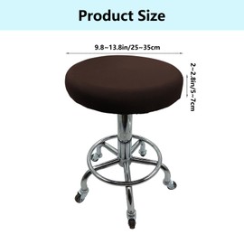 lanseyixiu 2Pcs Soft Round Bar Stool Seat Covers for 10-14 Inch Chair, Elastic Fabric Bar Stool Covers Round, Washable Stools Cushion Slipcovers for Bars, Home, Hotel, Market (Dark Coffee Color)