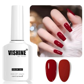 Vishine 16ml Gel Nail Polish Scarlet Red Color Gel Nail Polish Soak Off LED gel Polish Nail Art Designs Manicure Salon DIY at Home Gift for Women Shade L395 Scarlet Flame