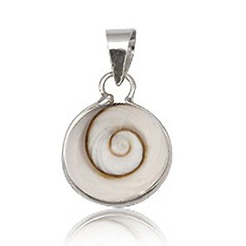 EYS JEWELRY® Women's Pendant Circle 16 x 13 mm Shiva Eye Shell 925 Sterling Silver White in Case Women's Pendant, Shell, Shell
