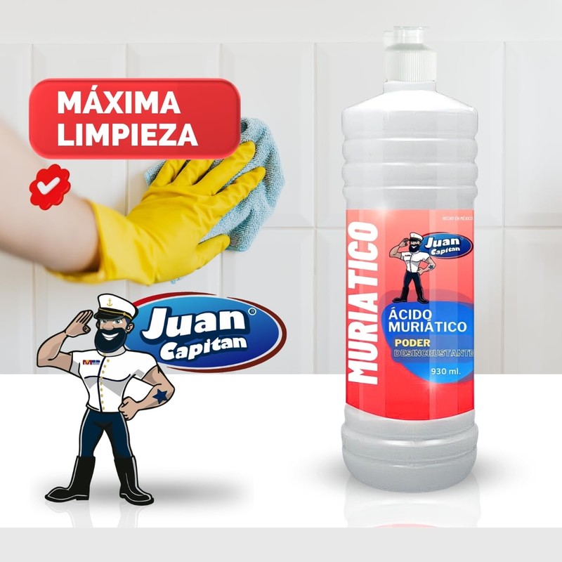 JUAN CAPITÁN Ácido Muriático Limpiador Concentrado (900 MLS.)