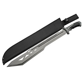 SZCO Supplies 25" Silver Machete Knife with Sheath – Gardening knife with Durable 19-Inch Stainless Steel Blade, Rubberized Handle- Outdoor Knife, Bushcraft Knife, Hunting Knives, Gardening Tools