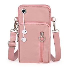 Aucuu Women Crossbody Phone Bag, Nylon Mini Crossbody Shoulder Bag Wrist Bag with Detachable Adjustable Straps, Cellphone Purse Armband with Headphone Port for cellphones under 7 inches