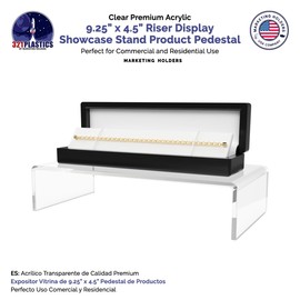 Marketing Holders 6 Pack Acrylic Riser Display Stand Clear 9" x 4.5" x 2" Rectangular Tabletop Showcase Lifting Platform Pedestal for Collectible Merchandise Figurines and Model Cars