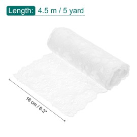 MECCANIXITY 6.3 Inch Wide 5 Yard Lace Ribbon Floral Pattern White Lace Trim Ribbon for DIY Crafts, Gift Wrapping Bouquets, Wedding Decor, and Sewing Making