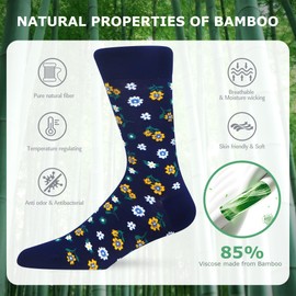 MAKABO Women's Bamboo Top Soft Breathable Casual Socks, 3 Pairs Multicolor Animal Seamless Printed Floral Socks, 4-7