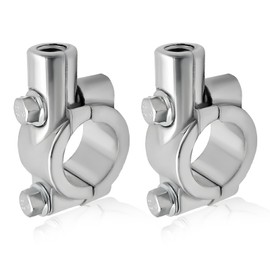 KVAEY 2PCS Motorcycle Handlebar Mirror Mount Holder, 10mm 7/8" Handlebar Clamp Rearview Side Mirror Adapter, Aluminum Motorcycle Mirror Mount Clamp for ATV Street Bike Scooter (Silver)