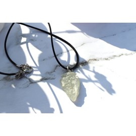 Stone of Insight - Reiki Energy Charged Raw Green Jade Crystal Arrowhead Pendant with Cord (Beautifully Gift Wrapped)