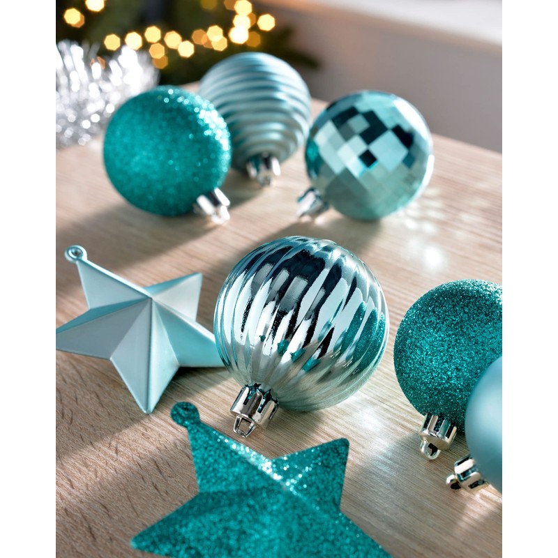 WeRChristmas Shatterproof Baubles Decoration Pack with Tree Topper and Garland