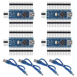 4PCS Mini Nano V3.0 ATmega328P 5V 16M Mini USB Microcontroller Board with 4xUSB Cable Compatible with Arduino Nano V3.0
