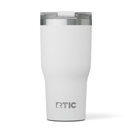 RTIC 30oz Essential Tumbler with Lid, Insulated, Stainless Steel, Metal, Double Wall Vacuum-Insulation, Ceramic Lined, Travel Cup for Iced Coffee, Tea, Hot and Cold Drink, White