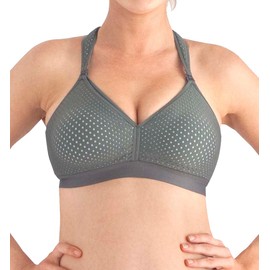 Belabumbum Women's Maternity Sporty Mesh Wireless Nursing and Sports Bra AV06, Grey/Aqua, X-Large