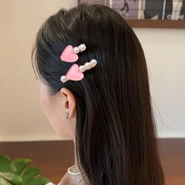 Small Clip Barrettes for Fine Hair Pearl Heart Clips for Hair Side Hair Clips for Women Thick Thin Hair Clip Accessories for Girls Decorative Hair Clips for Styling Performance Party Festival Hairclip