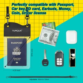 YUMQUA IPX8 TPU Small Waterproof Pouch for Passport, Keys FOB, License, Cards, Cash Coins & More, Keep Your Essentials Safe and Dry Anywhere