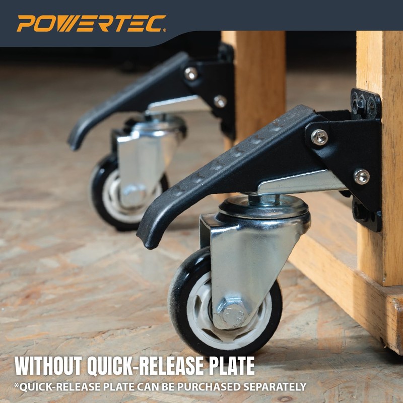 POWERTEC Workbench Caster Kit Set of 4 with Side Mounting