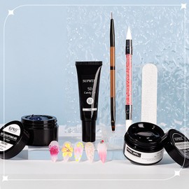 SUPWEE 3d Gel Nail Art Set: Non Stick Hand Solid Builder Gel, No Wipe 3d Gels, 15g 3d Sculpting Gels All-in-1 Kit for Carving Moliding Extension Home DIY Manucure for Women Girls