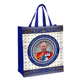 Elgate King Charles III Coronation PP Non Woven Bag Commemorative Memorabilia Shoulder Tote Bag Souvenirs Gift (By LILAJ)