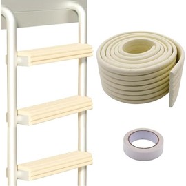 MXCELL Bunk Bed Ladder Pads 6.56 ft, Soft Edge Corner Protectors Bunk Bed Ladder Cover Come with Adhesive Double-Sided Tape for Stair Steps Foot Comfort, Beige