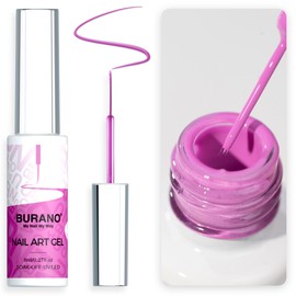 BURANO Gel Nail Polish Liner Nail Art Polish, Black White Purple Red Pink Painted Gel Nail Design Polish 1 Bottle, Build in Thin Nail Brush Chrome Gel Nail Polish Curing Required 8ml (LX5)